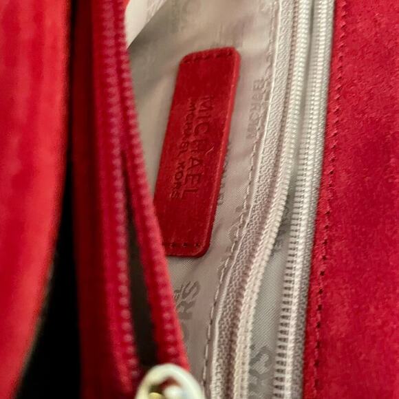 MICHAEL KORS CROSSBODY RED SUEDE GOLDEN STRAP SOPHISTICATED AESTHETIC CORE - Picture 11 of 12